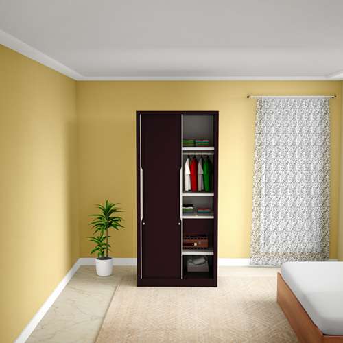 Slide N Store Compact Plus 2 Door Steel Wardrobe Textured Shell
