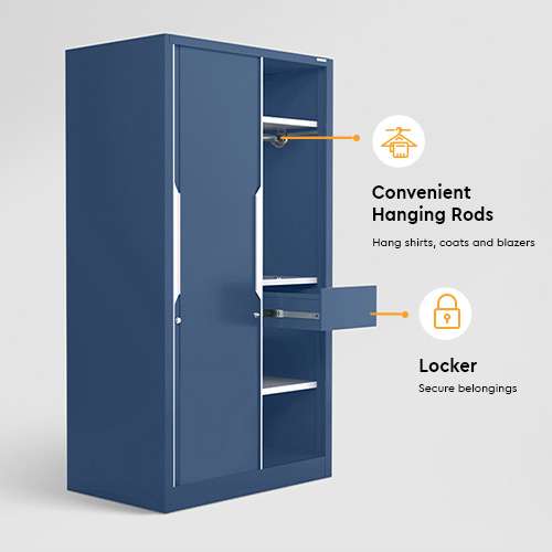 Buy Slide N Store Compact Plus 2 Door Steel Wardrobe Textured Shell Wine Red Godrej Interio