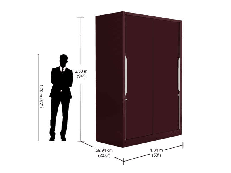 Slide N Store Pro Plus 2 Door Steel Wardrobe Textured Shell Wine