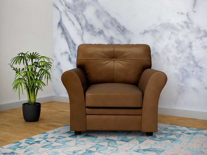 Buy Orlando 1 Seater Leather Sofa in Brown | Godrej Interio