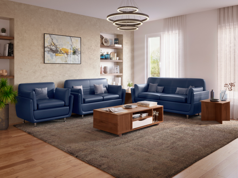 Buy Godrej Marina 2 Seater Sofa - (Leatherette) Blue colour upto 60% Discount | Godrej Interio