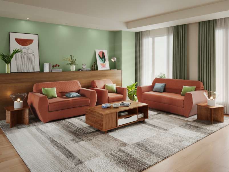 Buy Godrej Interio Facet 2 Seater Sofa in Fabric in Brick Red