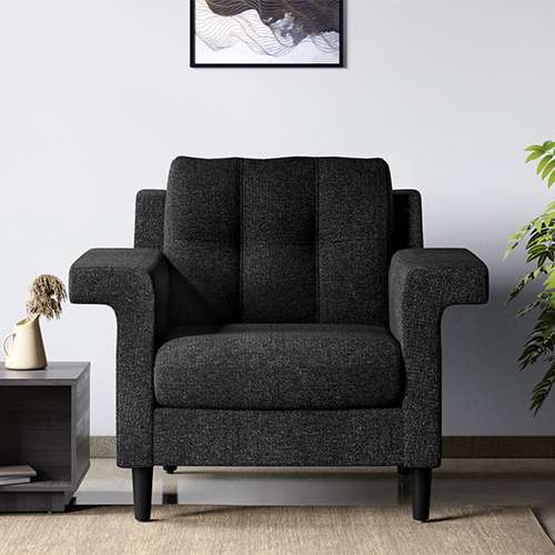 Buy Flight 1 Seater Fabric Sofa in Dark Grey colour upto 65
