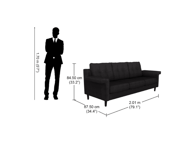 Flight 3 Seater Fabric Sofa In Dark Grey 8 Percent Rej Interio Flight 3 Seater Fabric Sofa In Dark, How Many Inches Is A 3 Seater Sofa