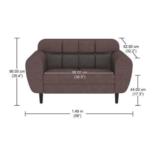 Bobbin 2 Seater Sofa In Magenta 8 Percent Rej Interio Bobbin 2 Seater Sofa In Magenta 8, How Long Is A 2 Seater Sofa