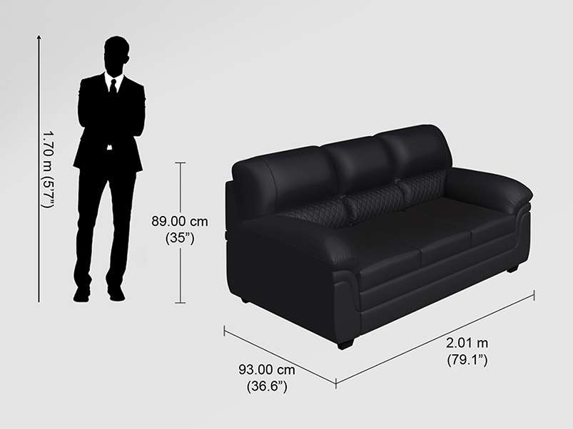 Godrej interio black leather sofa discount