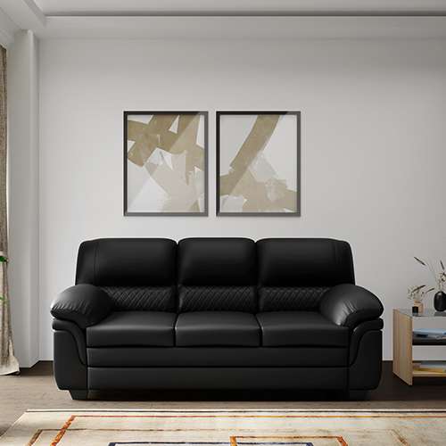 Godrej interio black leather sofa discount