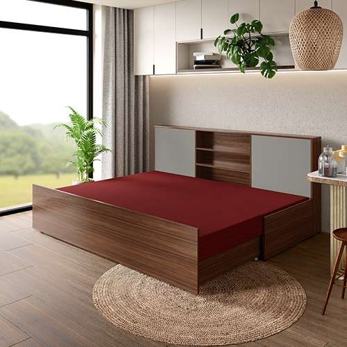 Vurv Wooden Diwan Sofa Bed with Queen Size Mattress