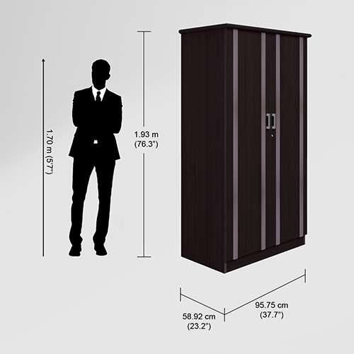 Buy Zurina 2 Door Wooden Wardrobe in Wenge colour upto 45