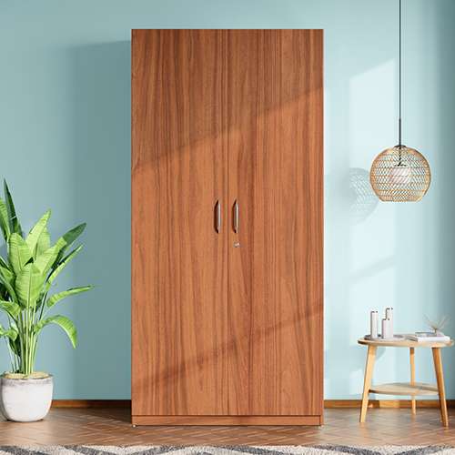 Alina 800W 2-Door Engineered Wood Wardrobe (Walnut)