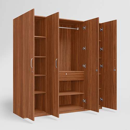 Buy Alina 1600W 4 Door Engineered Wood Wardrobe Walnut Godrej Interio