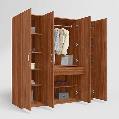 Buy Alina 1600W 4 Door Engineered Wood Wardrobe Walnut Godrej Interio