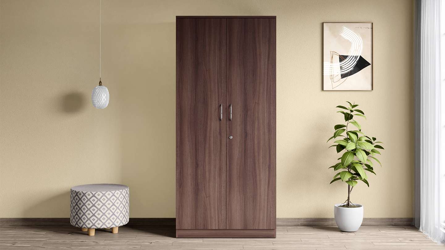 Buy Ewa 2 Door Engineered Wood Wardrobe Brown Godrej Interio