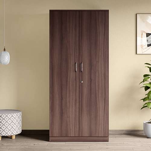 Ewa 2-Door Engineered Wood Wardrobe (Brown)