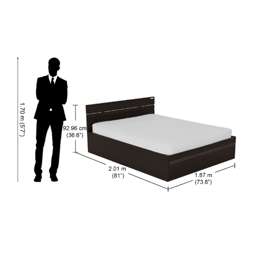 Zurina King Size Bed With Storage In Wenge 8 Percent Rej Interio Zurina King Size Bed With Storage, King Size Bed Inches India