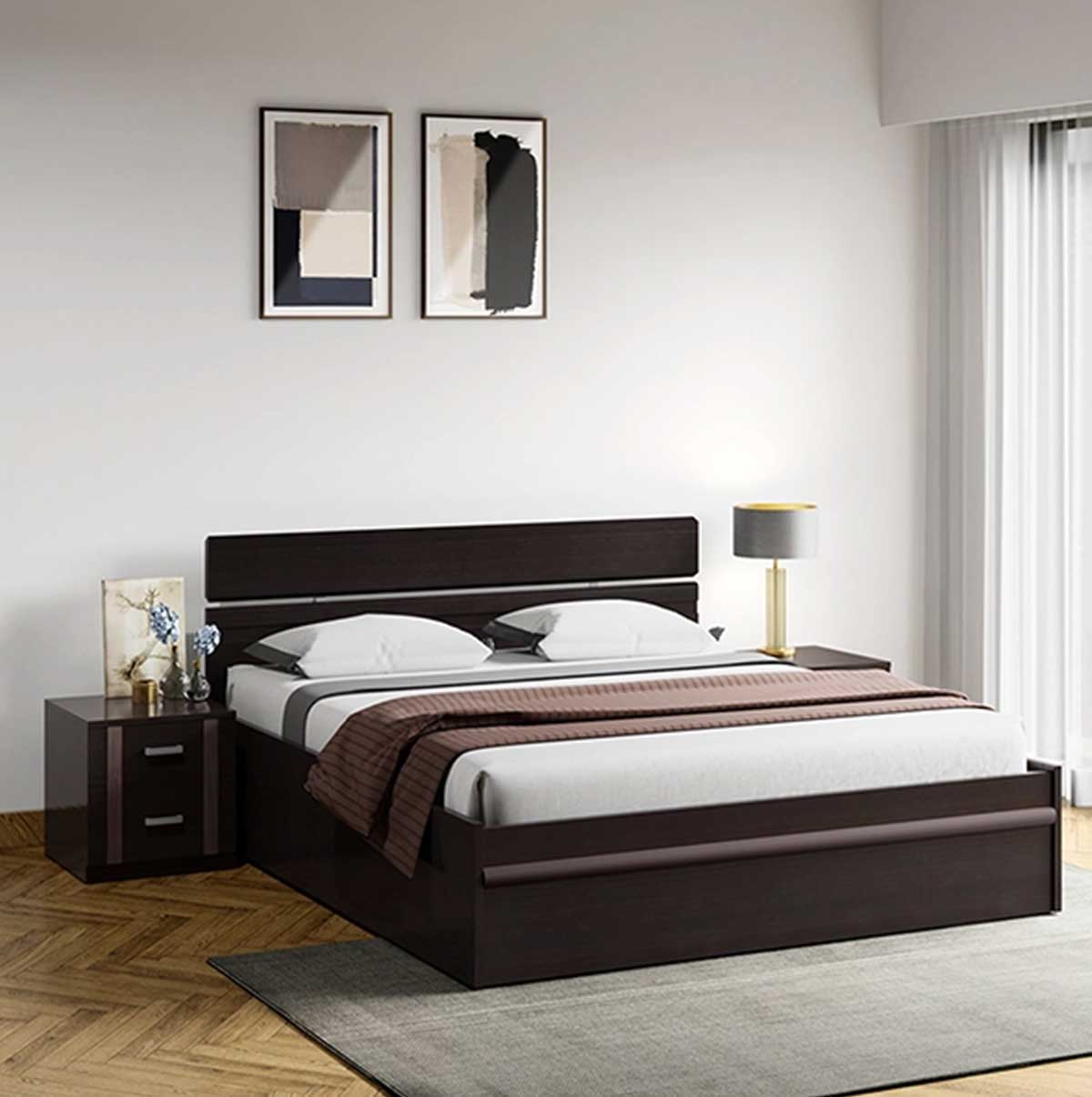 Godrej interio double bed with storage discount