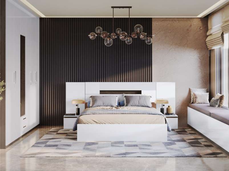 Buy Ray King Size Bed With Hydraulic Storage in Swiss White