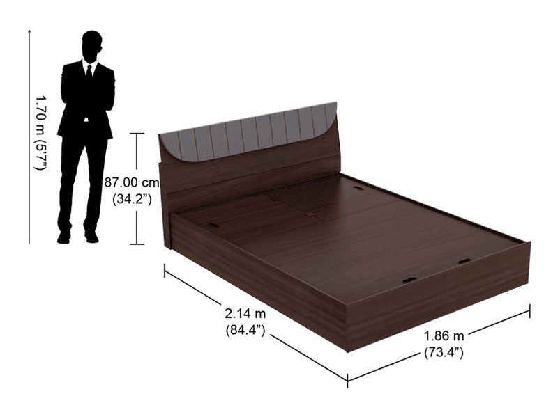 Rej Highlands King Size Bed Half Hydraulic Storage In Dark Walnut 8 Percent Interio Rej Highlands King Size Bed, What Is A Standard King Size Bed In Cm