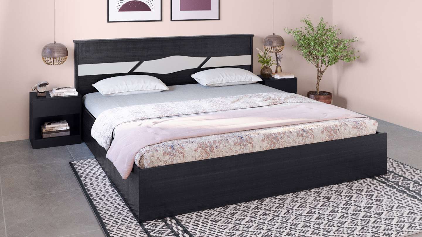 Buy Arcadia V2 King Size Engineered Wood Bed with Half Hydraulic Storage Godrej Interio