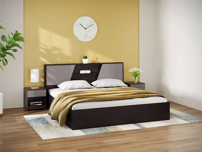 Buy Hannah King Size Engineered Wood Bed with Box Storage Godrej Interio