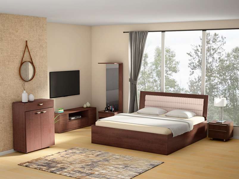 Buy Waves Dresser Table (Mirror) in Brown Maple Godrej Interio