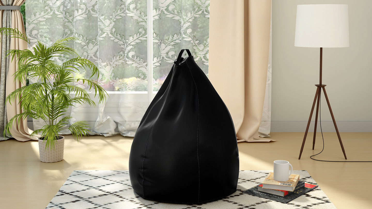 Buy Classic XXL Leatherette Bean Bag with Beans in Jet Black Colour at 35%  OFF by Sattva | Pepperfry