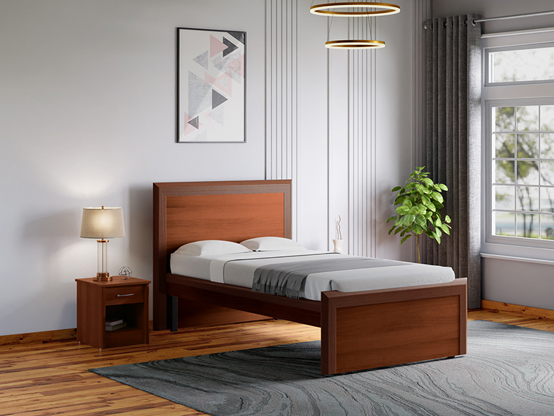 Adriana Single Size Bed With Storage, Wooden Single Bed With Storage Drawers