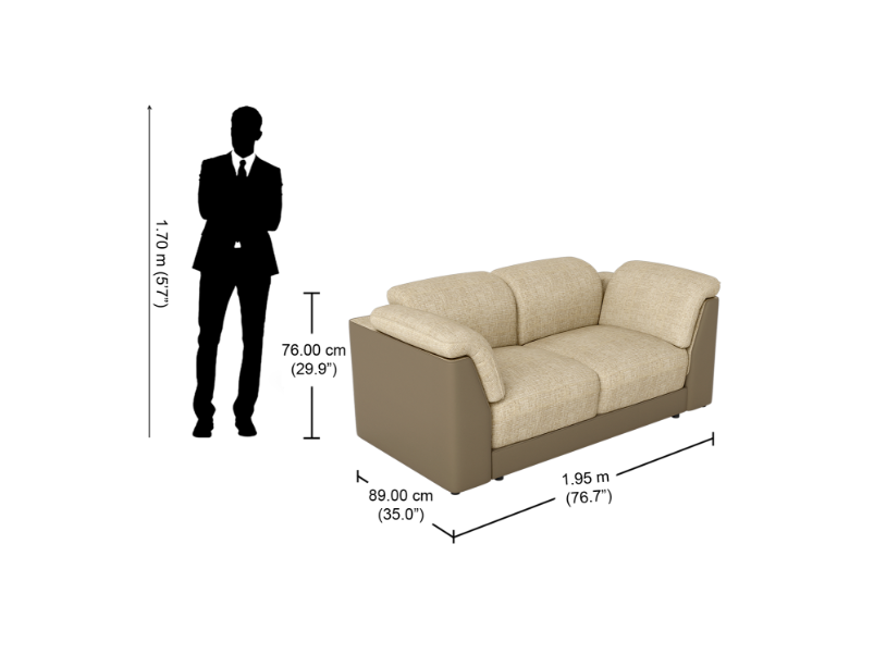 Broadway V2 2 Seater Fabric Sofa In, Two Seater Sofa Size In Cm