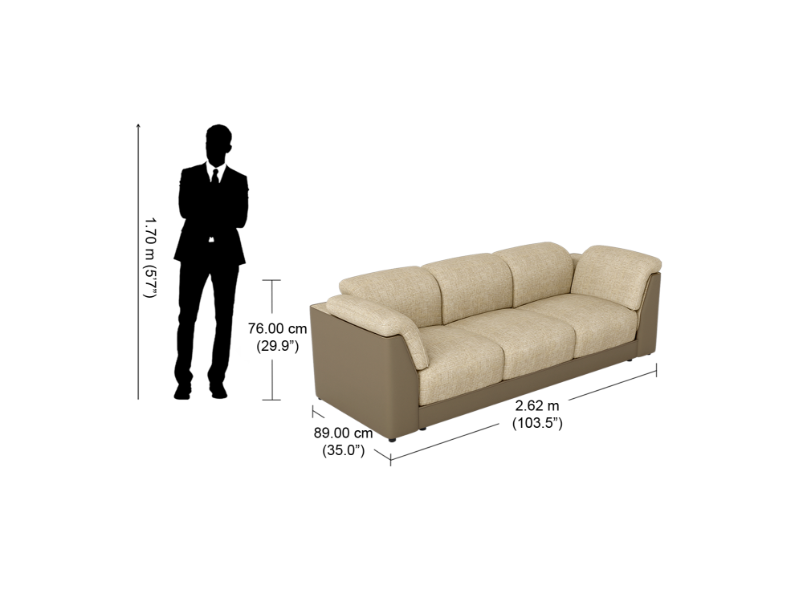 Broadway V2 3 Seater Fabric Sofa In