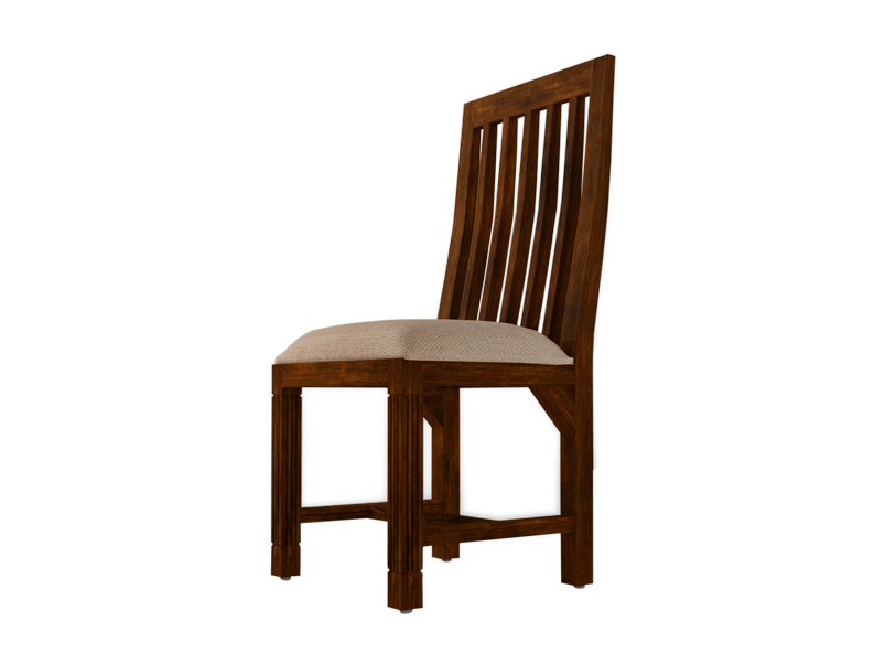 Echo Dining Chair In Brown Solid Wood, High Back Wooden Dining Chairs With Arms