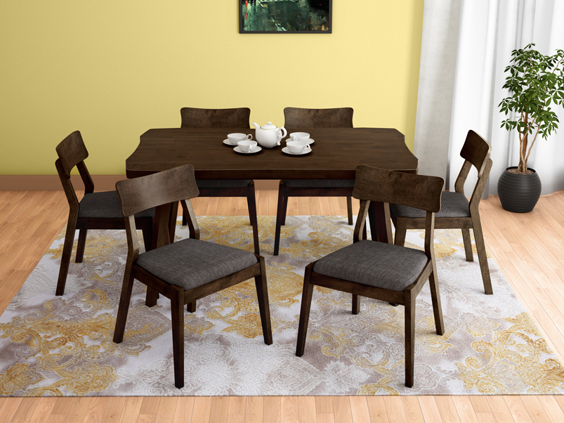 Rej Interio Brownie Dining Chair, Brown Dining Table
