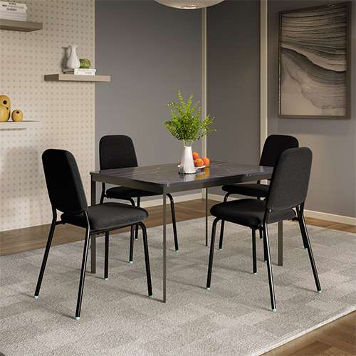 Franky and Kalyx 4 Seater Wooden Square Dining Set (Black)