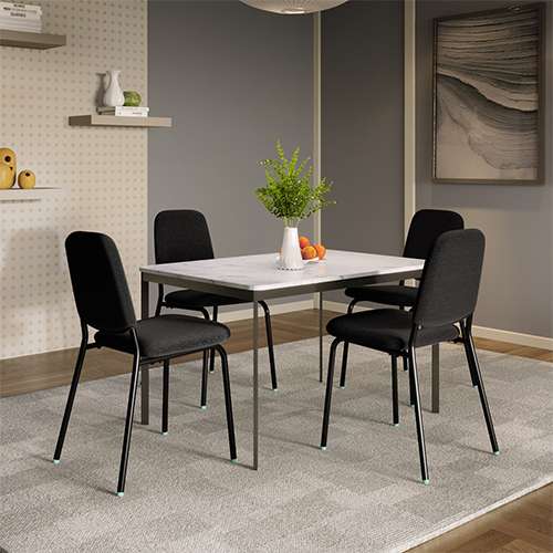 Franky and Kalyx 4 Seater Wooden Square Dining Set (White)