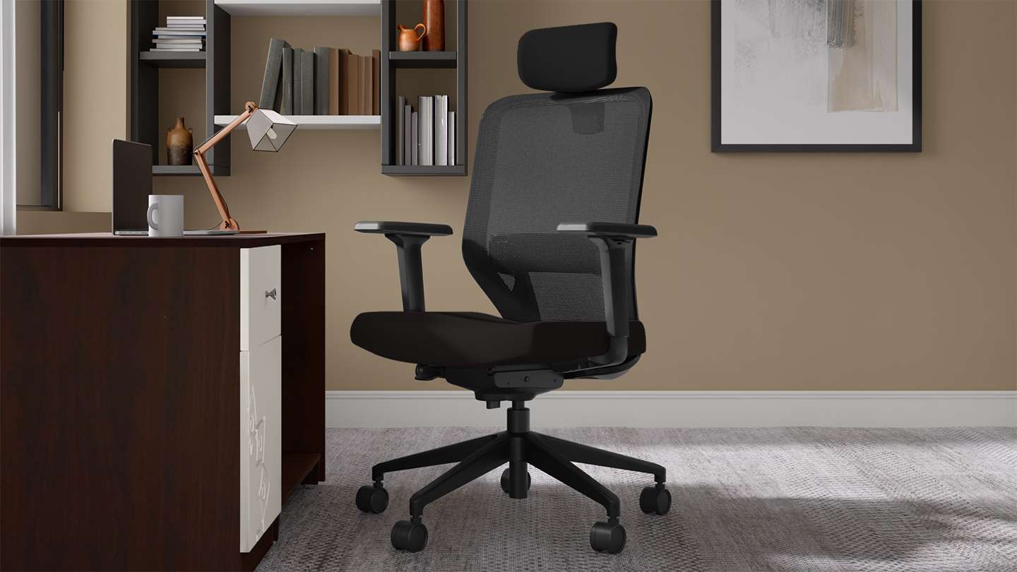 Buy Greta 2.0 High Back Fabric Ergonomic Office Chair Black Ink with Black Body Godrej Interio