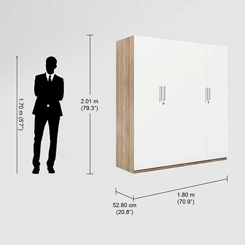 Kalista V2 4 Door Engineered Wood Wooden Wardrobe in Swiss