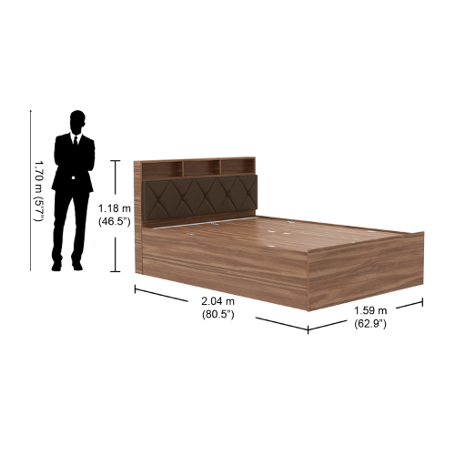 Lattice Queen Bed With Box Storage, Queen Size Headboard Dimensions In Cm