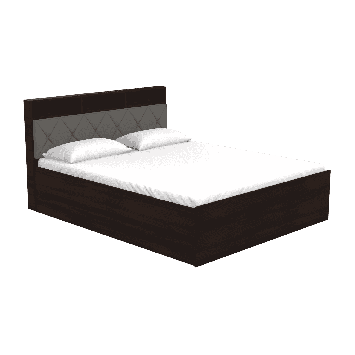 Buy Lattice King Bed With Storage in Gun Metal Grey colour upto 60
