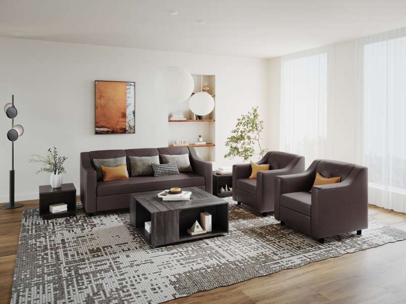 Buy Monarch 5 Seater Leatherette Sofa Set 3 1 1 Godrej Interio