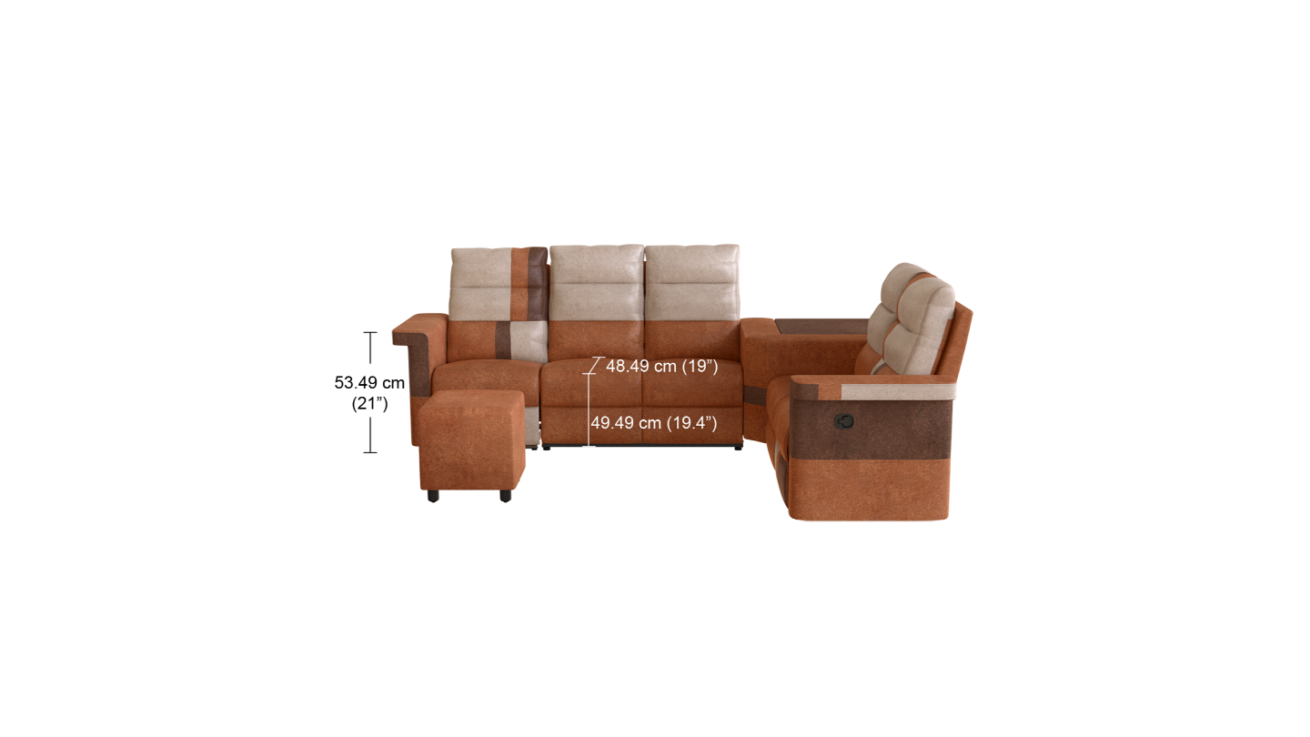 Buy Pixel Sofa Set in Camel Brown | Godrej Interio