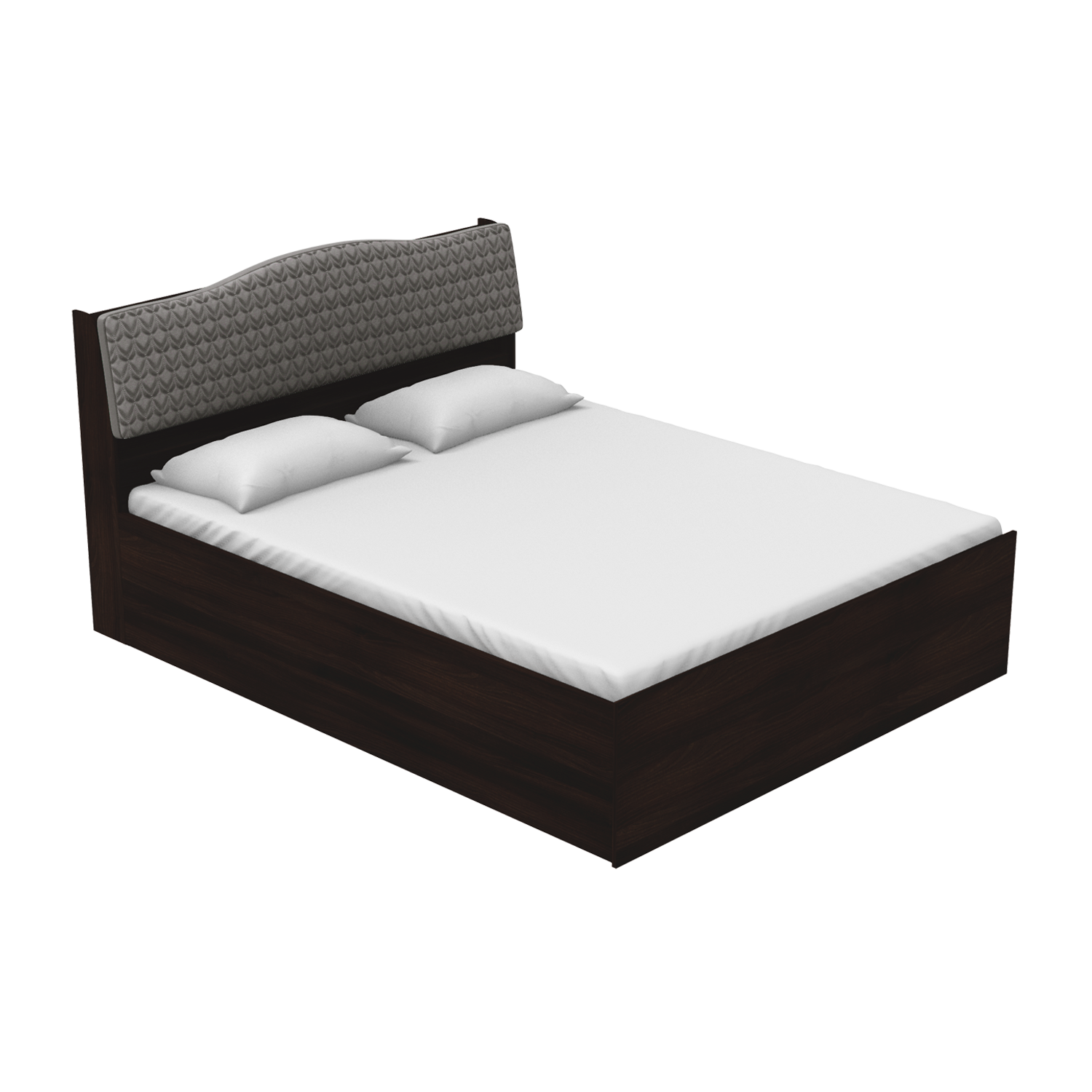 Sierra Queen Size Bed With Storage, Queen Size Bed With Cushioned Headboard