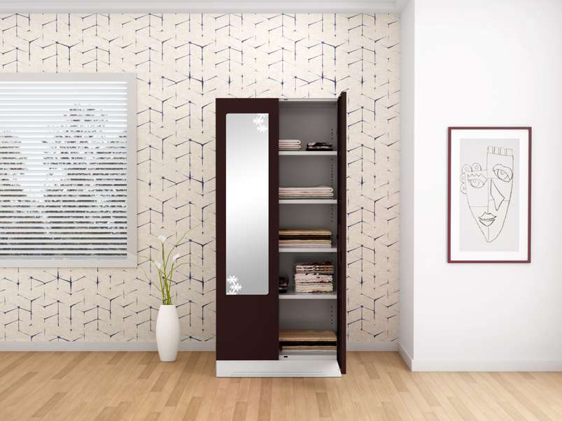 Buy Slimline 2 Door Steel Almirah 4 Shelves Star Mirror in