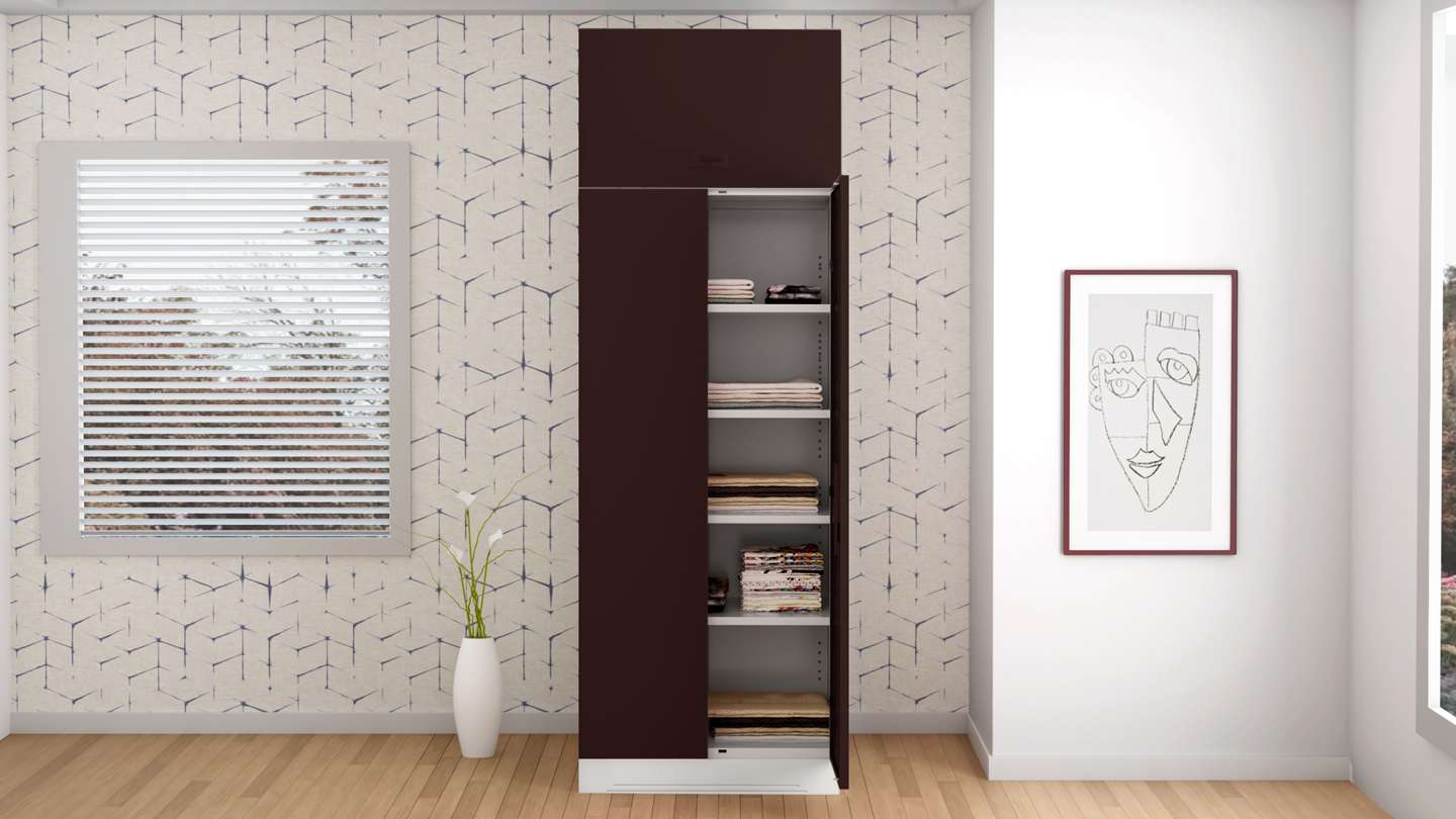 Buy Slimline 2 Door Steel Almirah 4 Shelves OHU in Brown
