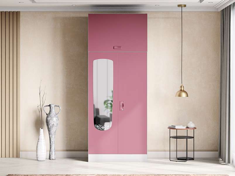 Buy Slimline 2 Door Steel Almirah Royal Ivory and Dusty Rose Godrej Interio