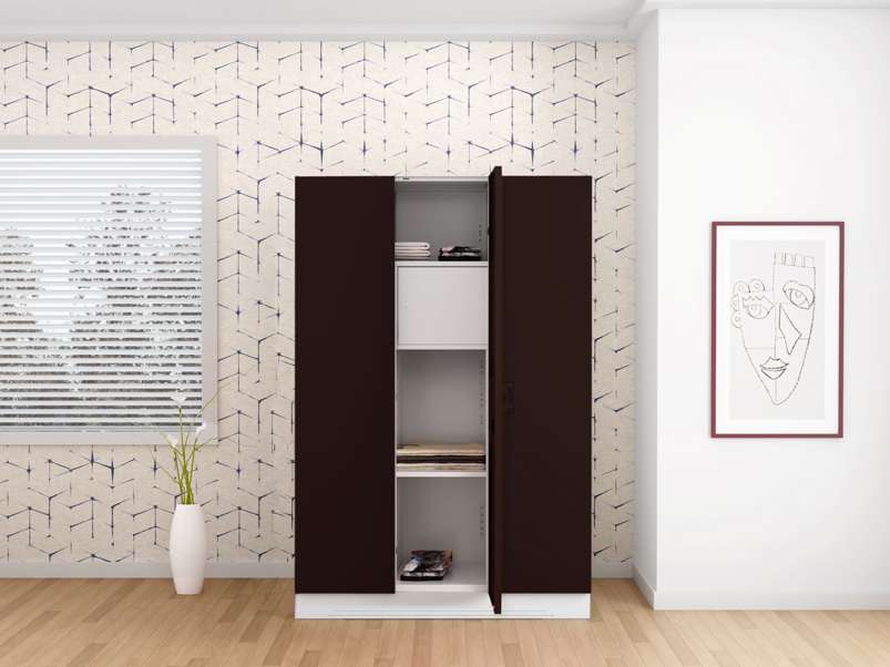Buy Slimline 3 Door Steel Almirah Locker in Shell Wine Red
