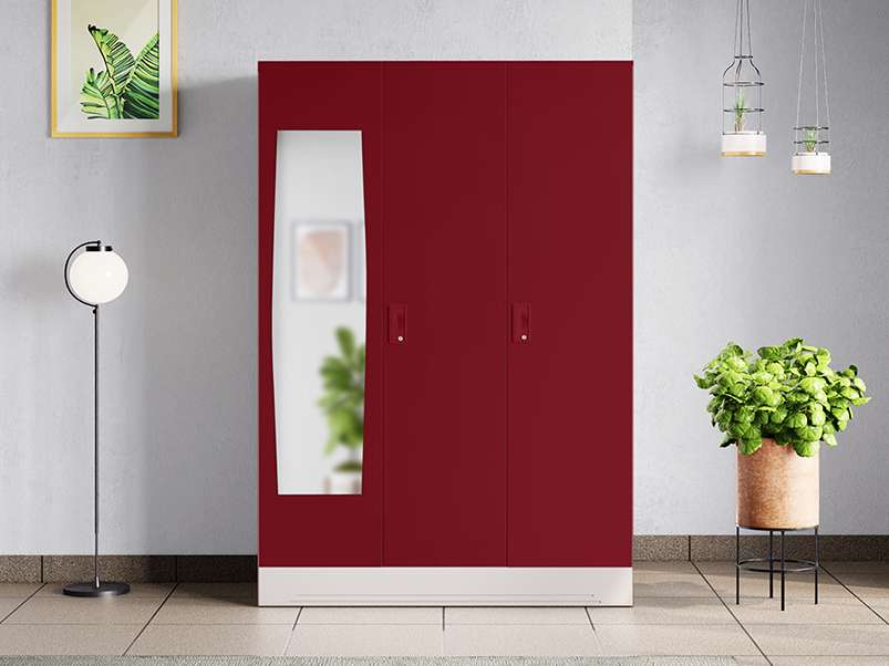 Buy Slimline 3 Door Steel Almirah Locker Mirror in Ceremine