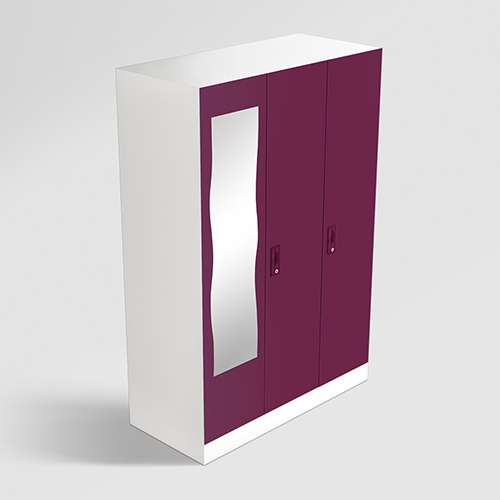 Slimline 3 Door M4 Steel Almirah Locker Purple Color