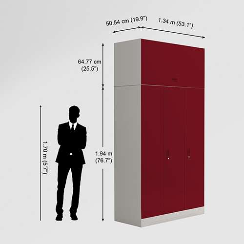 Buy Slimline 3 Door Steel Almirah Locker Body OHU in Red