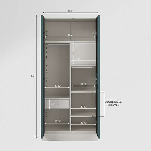 Buy Slimline 2 Door Steel Almirah Locker Drawer in Tex Sea