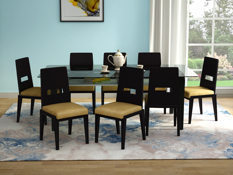 Crescent 8 Seater Dining Table Set, 8 Seater Dining Table And Chairs Set
