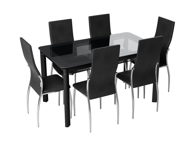 Brawn 6 Seater Dining Table Set In, Glass Dining Table Set And 6 Black Chairs